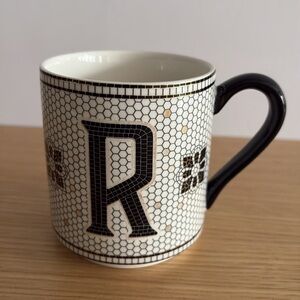 Anthropologie Tiled Margot Monogram “R” Mug